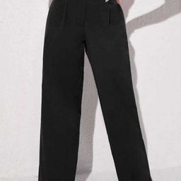 BROADSTAR Women Relaxed Straight Leg Loose Fit High-Rise Easy Wash Pleated Trousers-picture-30