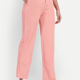 Next One Women Relaxed Straight Leg Straight Fit High-Rise Easy Wash Regular Trousers-image-82