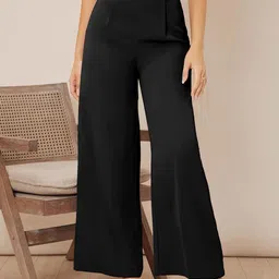 KOTTY Basics Women Straight Fit High-Rise Pleated Parallel Trousers-image-9