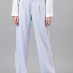 Kotty Women Purple Relaxed Straight Leg Straight Fit Easy Wash Pleated Trousers-image-69