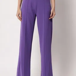 Kotty Women Relaxed Straight Leg Straight Fit High-Rise Easy Wash Trousers-image-85