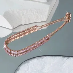 Jewels Galaxy Cubic Zirconia Rose Gold-Plated Wraparound Bracelet-image-52