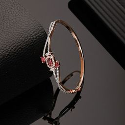 Saraf RS Jewellery Rose Gold-Plated American Diamond Studded Bangle-Style Bracelet-22