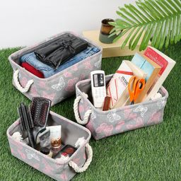 FABINALIV Grey & Pink 3 Pieces Striped Multi-Utility Organisers-image-29