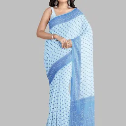 RATAN Ethnic Motifs Printed Pure Cotton Saree-image-89