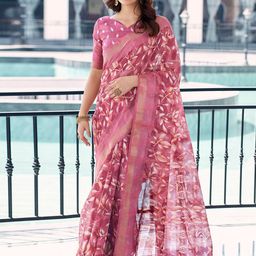 KALINI Floral Printed Zari Saree-image-28