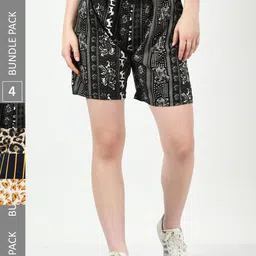 BAESD Women Pack Of 4 Printed High-Rise Regular Shorts-39