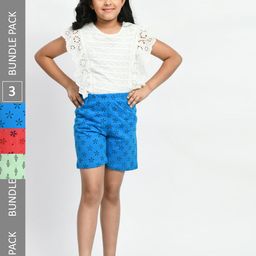 BAESD Girls Pack of 3 High-Rise Floral Printed Pure Cotton Shorts-image-77