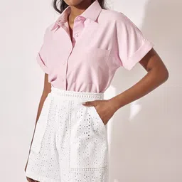 The Label Life Women Self Design High-Rise Cotton Shorts-image-31