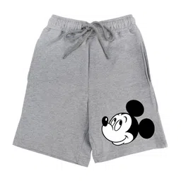 Disney by Wear Your Mind Boys Grey Regular Fit Printed Mickey Mouse Cotton Shorts-picture-51