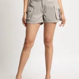Bene Kleed Women Regular Fit High-Rise Cargo Shorts-32