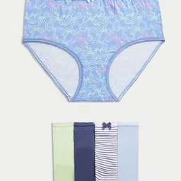 Marks & Spencer Pack Of 5 Printed Mid Rise Basic Briefs T615104XICE BLUE-picture-16