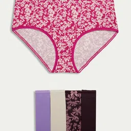 Marks & Spencer Pack Of 5 Printed High Rise Basic Briefs T615104XDARK LILAC-12