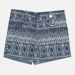 Peppermint Girls Geometric Printed High-Rise Pure Cotton Shorts-image-27