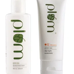 Plum Unisex Sustainable Green Tea Set of Toner & Sunscreen-44
