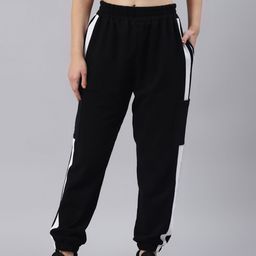 Laabha Women Black & White Regular Fit Joggers Track Pants-image-33