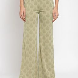 Westwood Women Beige Floral Printed Relaxed Flared High-Rise Trousers-image-97