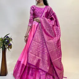 Fabcartz Woven Designed Semi-Stitched Lehenga & Unstitched Blouse With Dupatta-picture-12