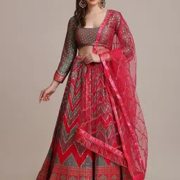 Warthy Ent Semi-Stitched Lehenga & Unstitched Blouse With Dupatta-13