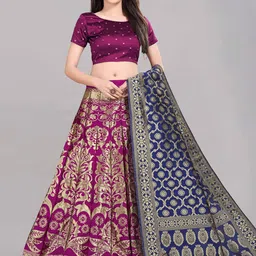 DIVASTRI Woven Design Silk Semi-Stitched Lehenga & Unstitched Blouse With Dupatta-picture-36