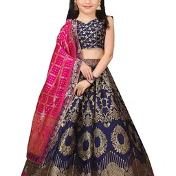 BAESD Girls Semi-Stitched Lehenga & Unstitched Blouse With Dupatta-image-2