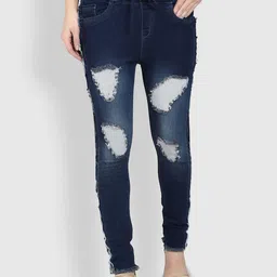 Moda Rapido Women Slim Fit Mildly Distressed Cotton Jeans-picture-21
