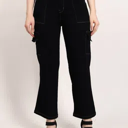 LIVE OK Women Boyfriend Fit High-Rise Clean Look Cotton Jeans-image-95