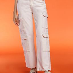 Belliskey Women Relaxed Fit High-Rise Clean Look Denim Cargo Jeans-image-61