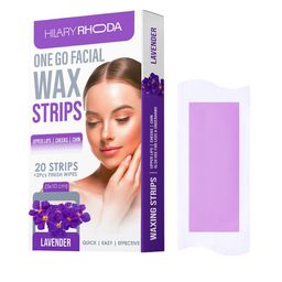 Hilary Rhoda One Go Facial Wax Strips & 2-Pcs Wipes - 20 Strips - Lavender-13