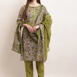 KETAKI FASHION Geometric  Printed Pure Cotton Straight Kurta with Trousers & Dupatta-picture-21