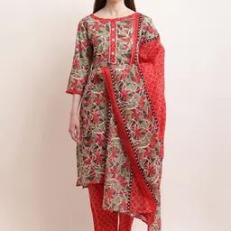 KETAKI FASHION Geometric  Printed Pure Cotton Straight Kurta with Trousers & Dupatta-picture-23