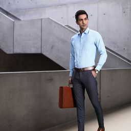 INVICTUS Men Black & Blue Slim Fit Checked Formal Trousers-image-84