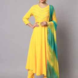 Meeranshi Yoke Design Kurta With Trousers & Dupatta-image-5