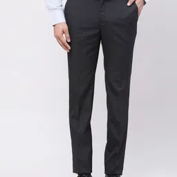 Raymond Men Checked Slim Fit Formal Trousers-image-90