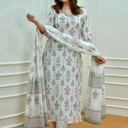 7Threads Ethnic Motifs Printed Straight Kurta with Trousers & Dupatta-21