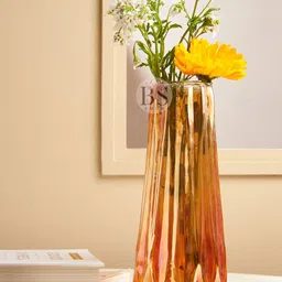 BS AMOR Modern Orange-Coloured Textured Large Glass Flower Vase-47