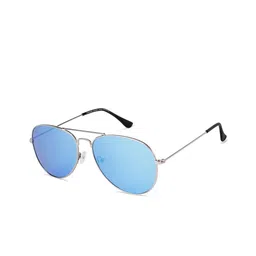 Vincent Chase by Lenskart Unisex Blue Lens & Silver-Toned Aviator Sunglasses-35
