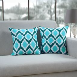 Aurave Blue & Green 2 Pieces Abstract Square Cushion Covers-image-38