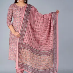 KALINI Floral Printed Pure Cotton Straight Kurta with Trousers & Dupatta-picture-39