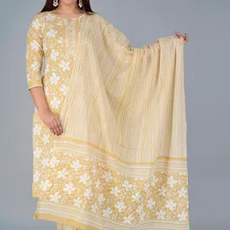 KALINI Women Floral Printed Pure Cotton Kurta with Trousers & Dupatta-picture-48