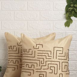Alina decor Pack Of 2 Beige Embellished Square Cushion Cover-image-50