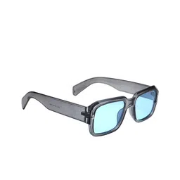Peter Jones Eyewear Unisex Blue Lens & Black Square Sunglasses with UV Protected Lens-23