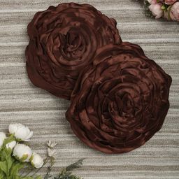 HOSTA HOMES Brown Set of 2 Floral Satin Round Cushion Covers-45