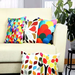 BELLA TRUE Unisex Multicoloured Set of 5 Geometric Square Cushion Covers-15