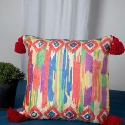 HOSTA HOMES Multicoloured Abstract Printed Velvet Square Cushion Covers-0
