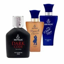 JOHN PHILLIPS Set of 3 Long-Lasting Eau De Perfume 60 ml Each - Dark Code - French Classic - My Sweet Love-picture-31