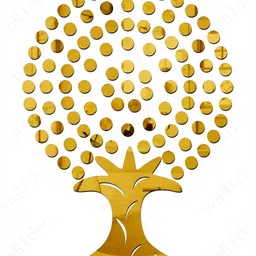 Wall1ders Gold Toned 101 Pieces Dot Tree Mirror Wall Stickers-image-34