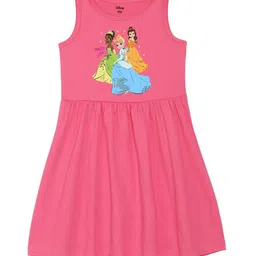 Wear Your Mind Girls Round Neck Disney Princess Printed Pure Cotton A-Line Dress-picture-14