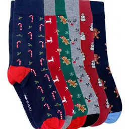 Mint & Oak Men Pack Of 6 Patterned Above Ankle-Length Socks-6