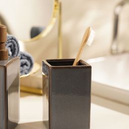 Pure Home and Living Grey Glazed Stoneware Toothbrush Holder-50